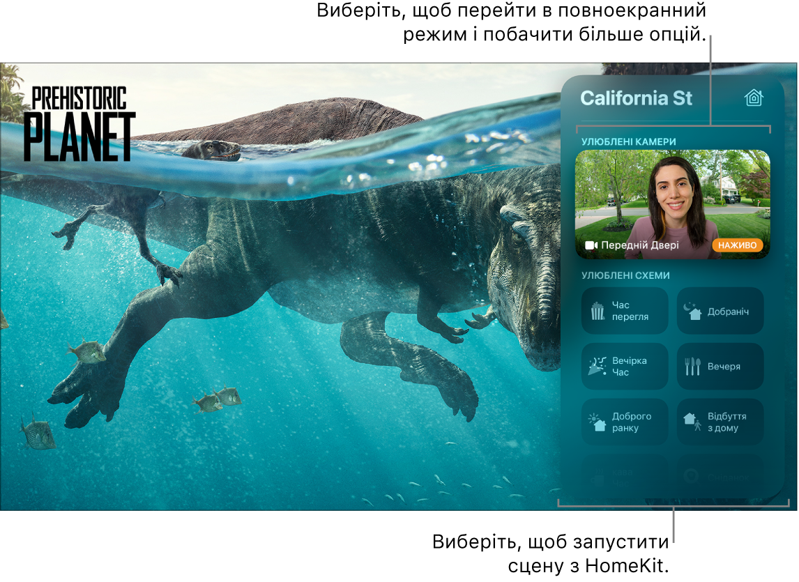 Екран Apple TV з центром керування з переглядом HomeKit
