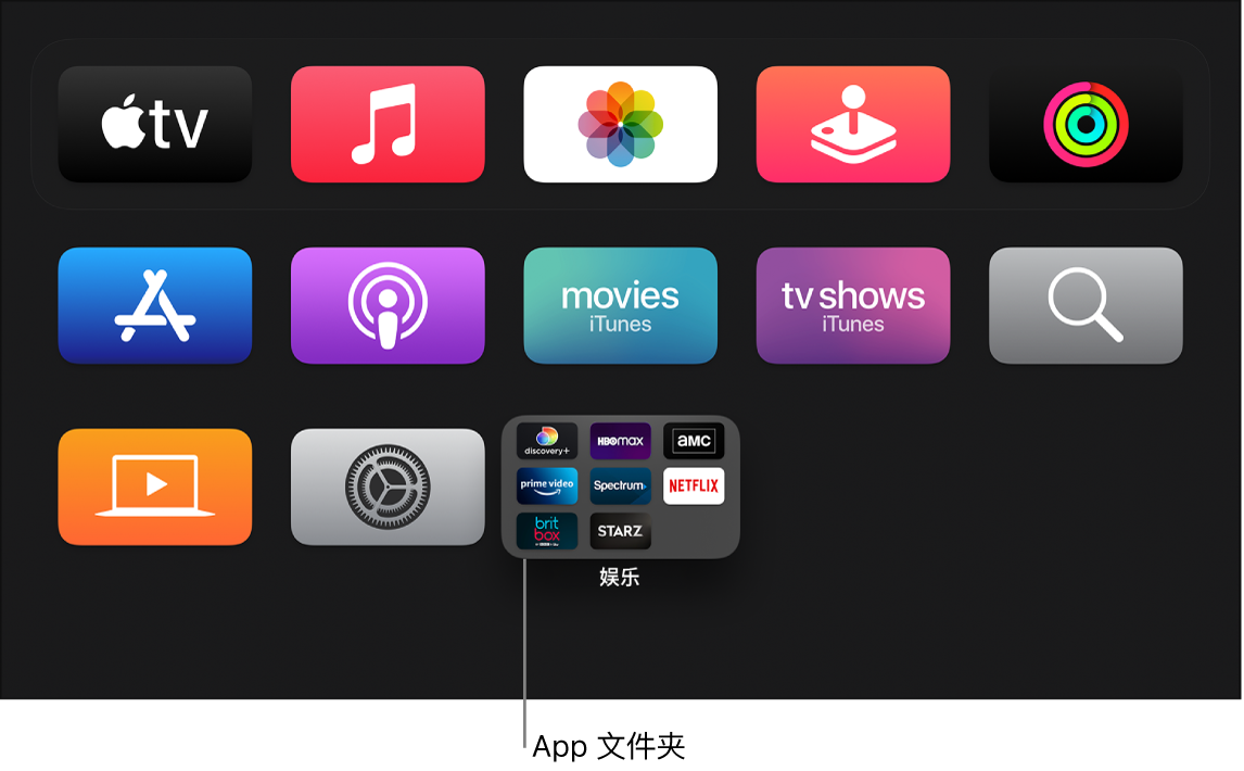 显示 App 文件夹的主屏幕