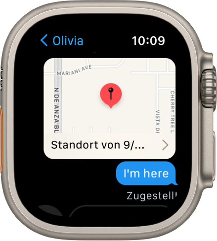 App „Nachrichten“ mit einer Karte mit dem Standort des Senders.