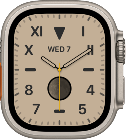 The California watch face, showing a mix of Roman and Arabic numerals. It shows the date and a Moon Phase complication.