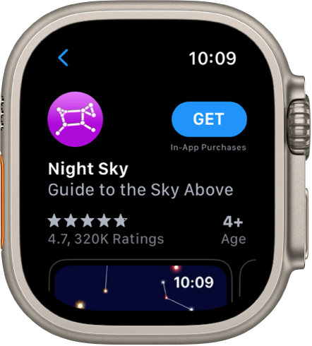 An app showing in the App Store app on Apple Watch.