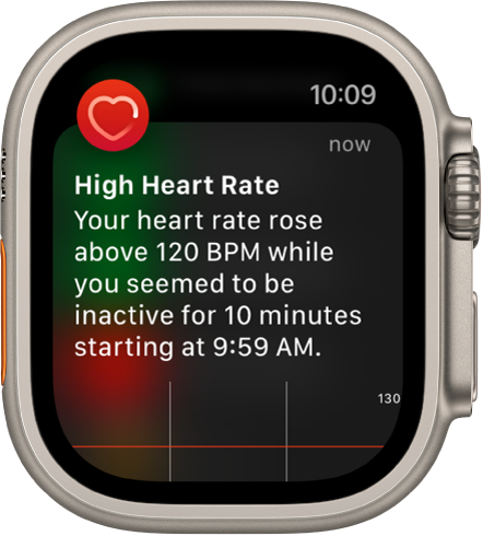 A Heart Rate alert, indicating a high heart rate.