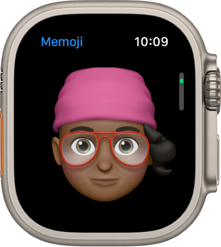 La app Memoji en el Apple Watch mostrando una cara.