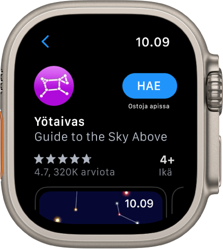 Appi näkyy Apple Watchin App Store -apissa.