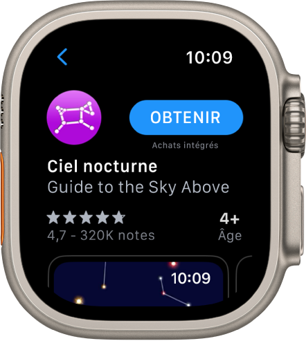 Une app affichée dans l’app App Store sur l’Apple Watch.