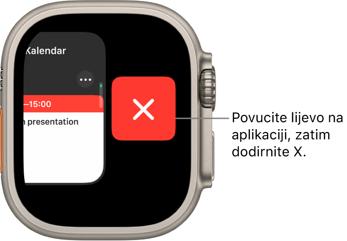 Dock nakon što povučete ulijevo po aplikaciji s tipkom X desno.