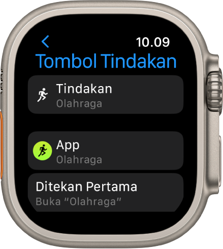 Layar Tombol Tindakan tempat Anda menetapkan tugas ke tombol Tindakan.