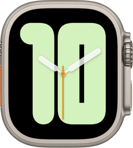 「数字・モノ」の文字盤。時間を示した大きな数字に重ねてアナログの時計の針が表示されています。