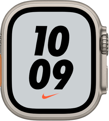 중앙에 디지털 시간이 큰 숫자로 표시된 Nike 바운스 시계 페이스.