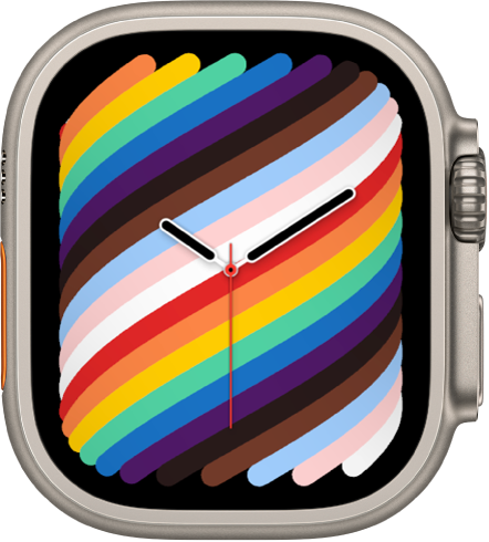 Laikrodžio ciferblatas „Pride Woven“, naudojantis viso ekrano stilių.