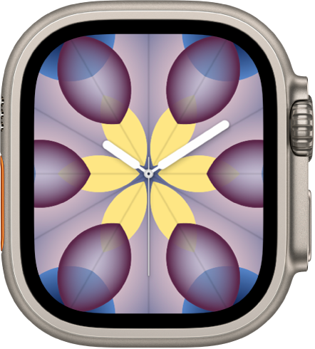 Muka jam Kaleidoskop yang anda boleh tambah komplikasi dan laras corak muka jam.