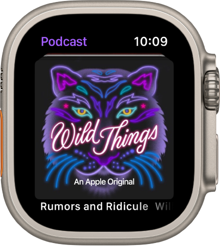 App Podcast pada Apple Watch menunjukkan karya seni podcast. Ketik karya seni untuk memainkan episod.