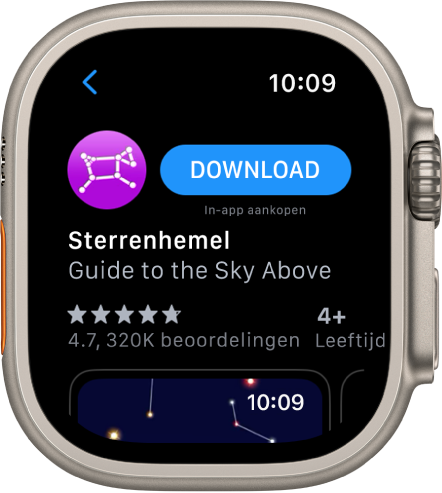Een app in de App Store-app op de Apple Watch.