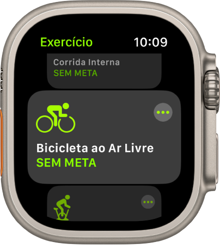 A tela Exercício com o exercício Bicicleta ao Ar Livre destacado.