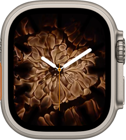 หน้าปัดนาฬิกาไฟและน้ำที่แสดงนาฬิกาแบบอนาล็อกตรงกลางและมีไฟรอบๆ