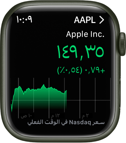 معلومات حول سهم في تطبيق الأسهم.