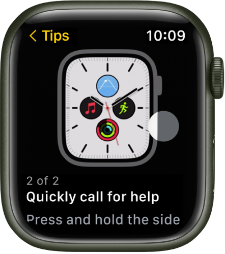 Приложението Tips (Съвети) показва съвет за Apple Watch.