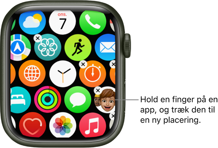 Hjemmeskærmen på Apple Watch i netoversigt.