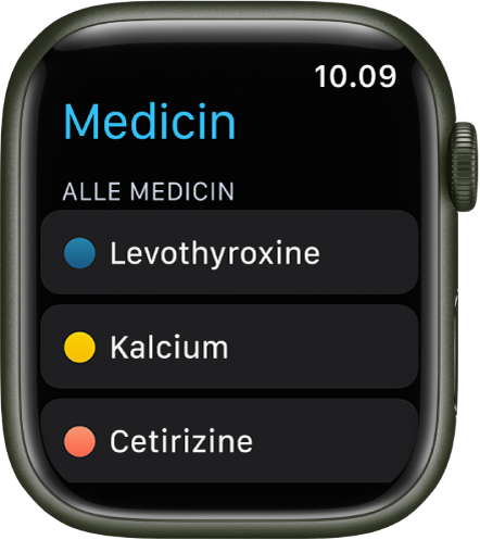 I appen Medicin vises en liste over alle medikamenter.
