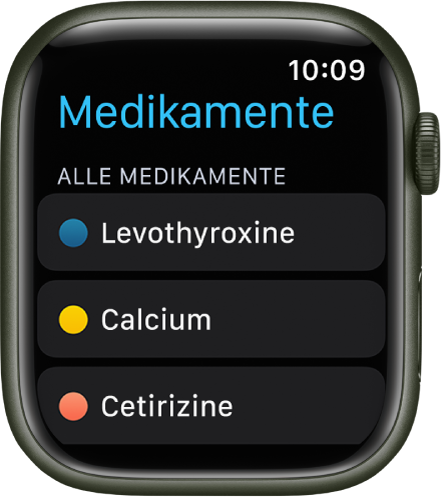 Die App „Medikamente“ mit einer Medikamentenliste.