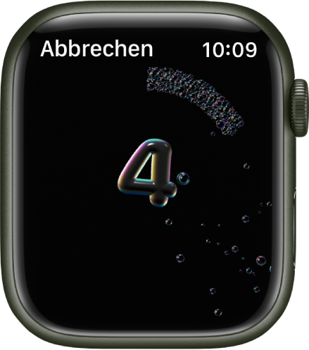 Die Anzeige „Händewaschen“ mit einem Countdown, der von 4 herunterzählt.