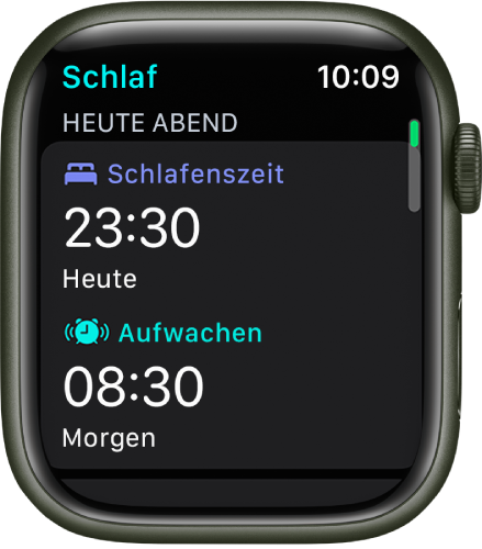 Die Anzeige „Schlaf“ mit einem Schlafplan.