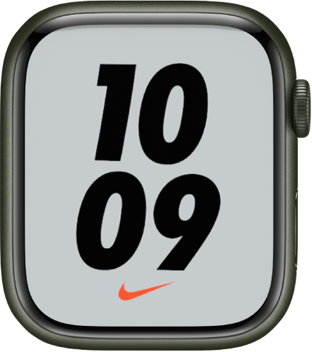 Das Zifferblatt „Nike Bounce“ mit der digitalen Uhrzeit in großen Zahlen in der Mitte.