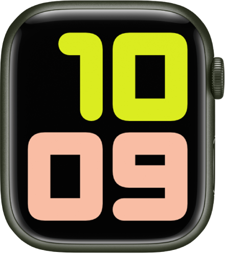 Numerals Duo watch face showing 10:09 in very large numbers.