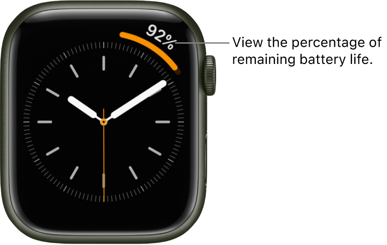 Watch face showing the battery percentage complication in the top-right corner.