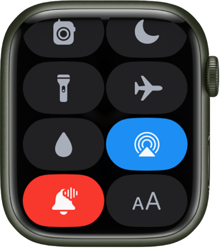 Control Center showing the Bluetooth and Announce Notifications buttons active.
