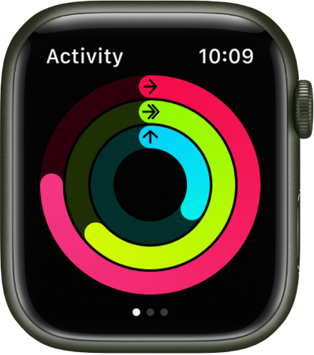 The Activity screen, showing the Move, Exercise, and Stand rings.