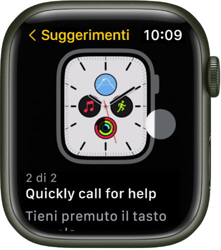 L’app Suggerimenti che mostra un suggerimento per Apple Watch.