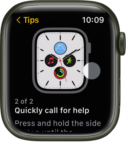 Programoje „Tips“ rodomas „Apple Watch“ patarimas.