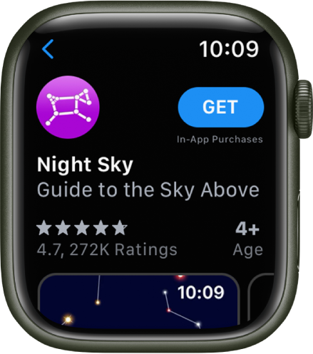 Apple Watch pulksteņa lietotnē App Store redzama lietotne.