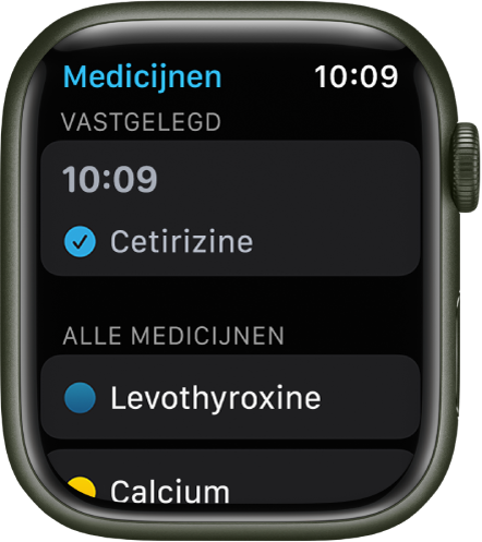 De Medicijnen-app met alle vastgelegde medicijnen.