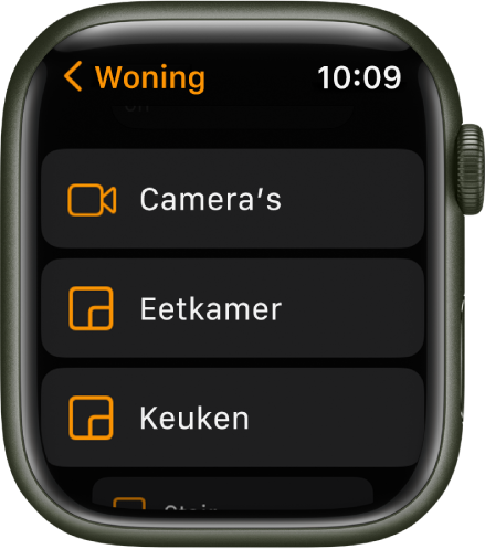 De Woning-app, met een lijst met camera's en twee kamers.