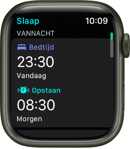 Het Slaap-scherm met een slaapschema.