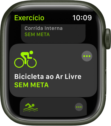 A tela Exercício com o exercício Bicicleta ao Ar Livre destacado.