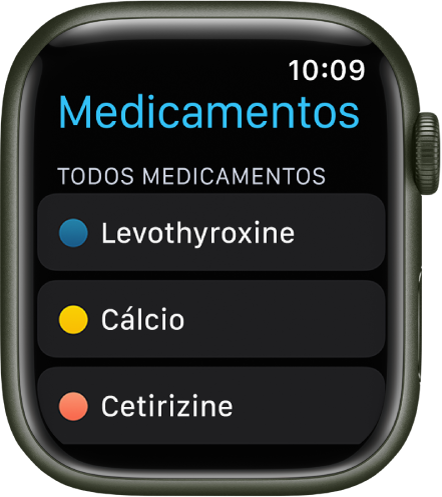 O app Medicamentos mostrando uma lista de todos os medicamentos.