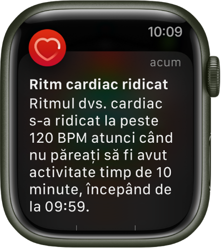 O alertă de ritm cardiac care indică un ritm cardiac crescut.