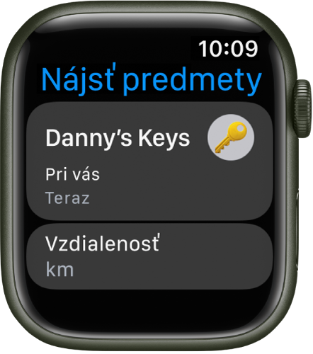 Apka Nájsť predmety zobrazuje, že AirTag pripojený k sade kľúčov máte pri sebe.