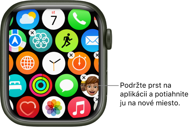 Plocha hodiniek Apple Watch v zobrazení Mriežka.