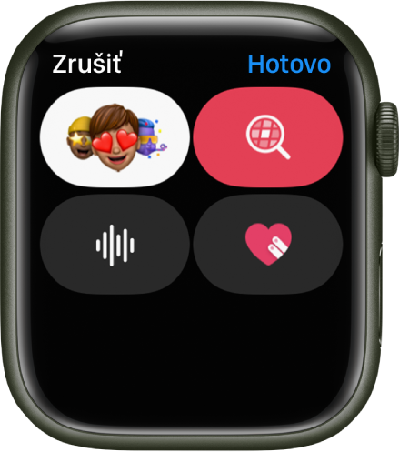 Obrazovka apky Správy zobrazujúca tlačidlo Apple Cash spolu s tlačidlami Memoji, Obrázok, Audio a Digital Touch.