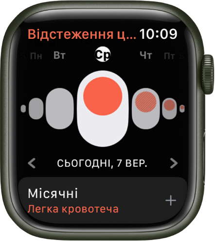 Apple Watch з екраном «Відстеження циклу».