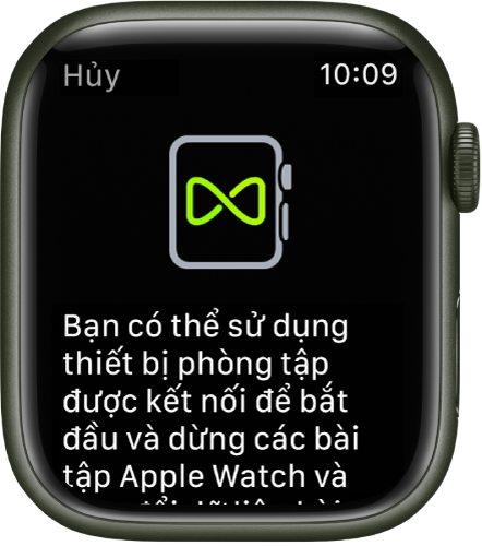 Một màn hình ghép đôi xuất hiện khi bạn ghép đôi Apple Watch của mình với thiết bị phòng tập.