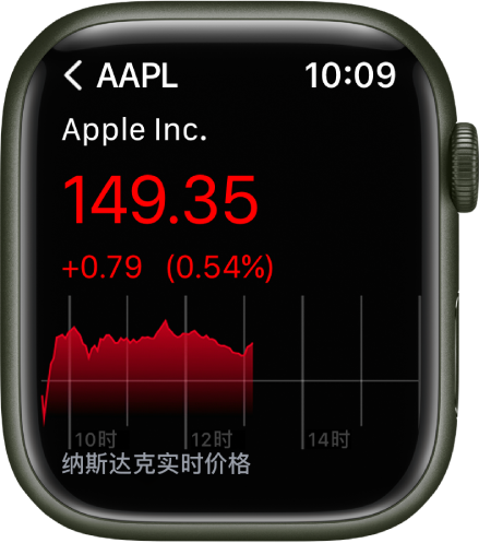 “股市” App 中，一只股票的信息。