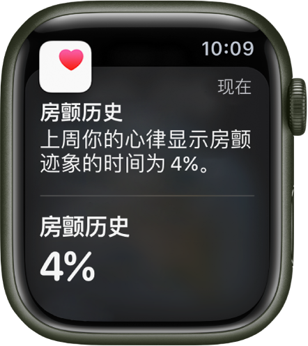 Apple Watch 上的房颤历史通知。
