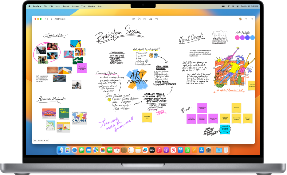 L’app Freeform ouverte sur un Mac.