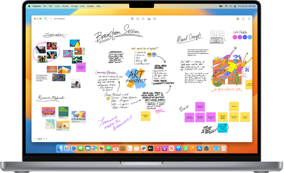 App Freeform dibuka di Mac.