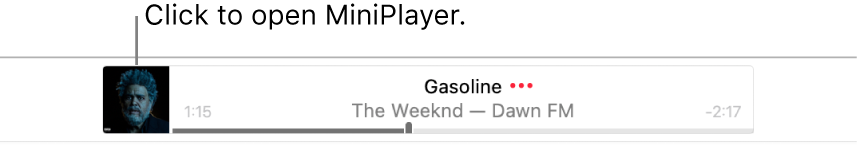 Click the album art on the left of the banner to open MiniPlayer.